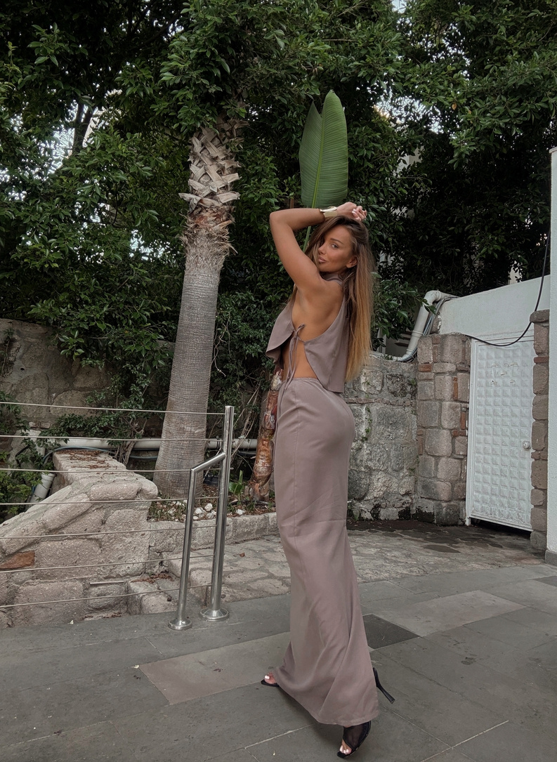 Bankok Set: Top and Skirt in Mocha